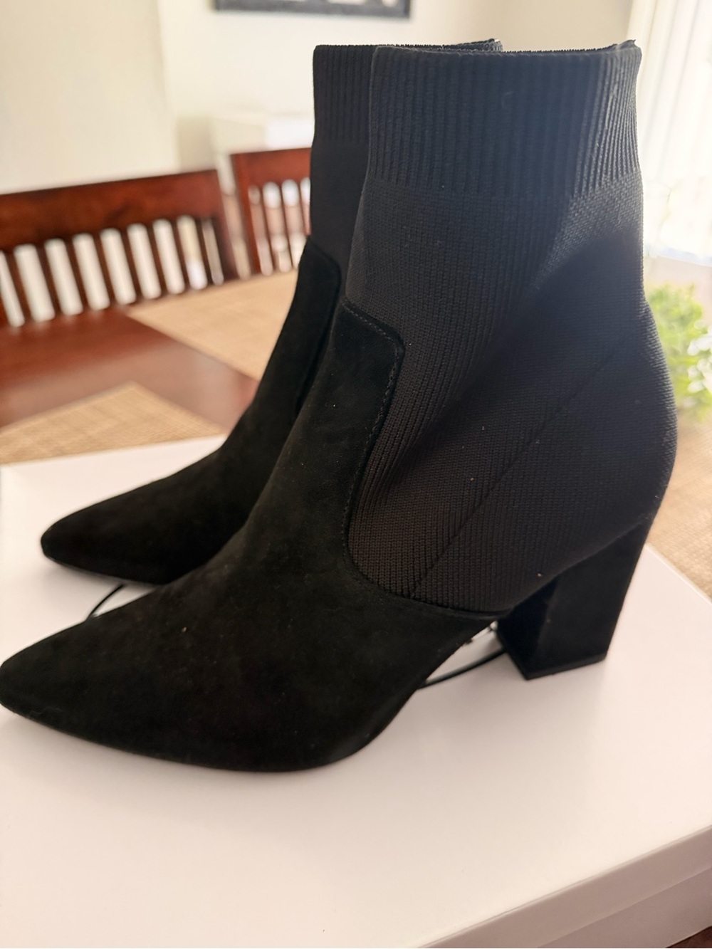 Steve Madden Black Suede Sock Ankle Boots